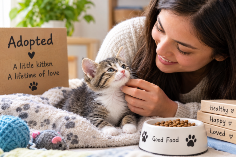 Adopted a Little Kitten and She Is Very Happy: A Complete Story of Love, Care, and Connection adopted a little kitten and she is very happy